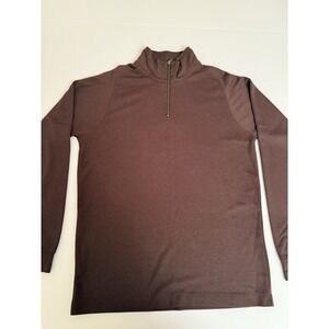 Perry Ellis Men's Quarter Zip Sweater Medium Brown Modal Blend